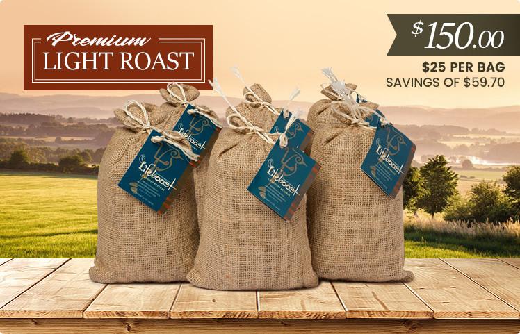 6x Organic, Single Origin Light Roast Coffee 12 oz Bag - Bundle