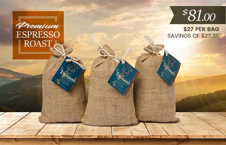 3x Organic, Single Origin Espresso Roast Coffee 12 oz Bag - Bundle