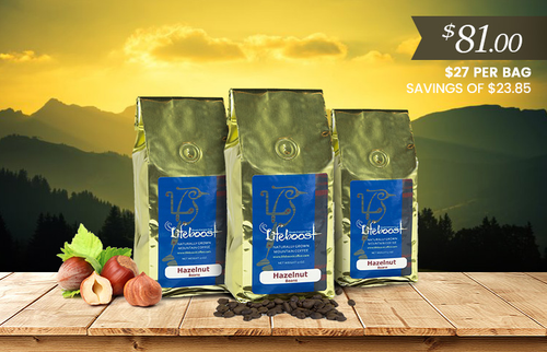 3x Single Origin Specialty, Hazelnut Coffee 12 oz Bag - Bundle