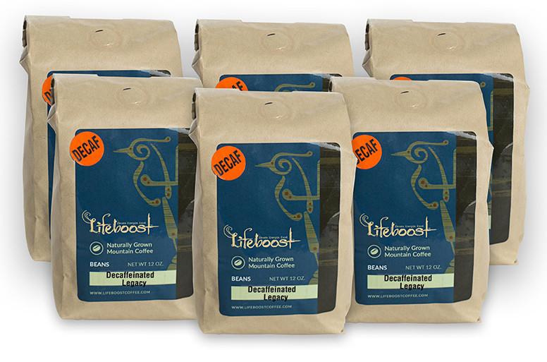 6x Organic Decaf Coffee 12 oz Bag, Single Origin, Fair Trade Medium Roast